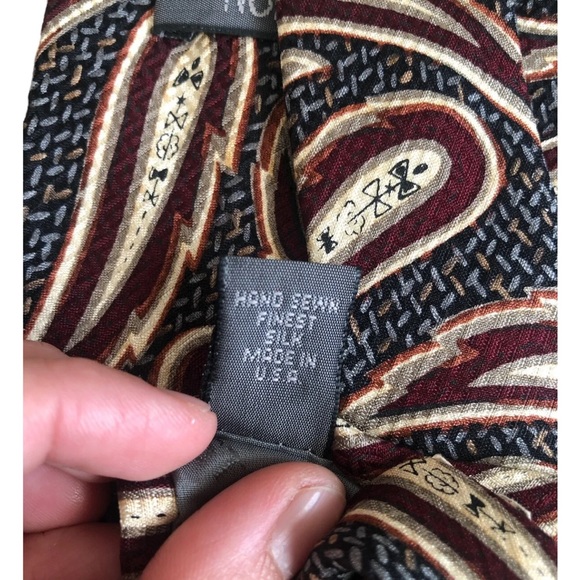 Robert Talbott Men Silk Paisley Neck Tie Brown/Gray/Black Design USA - Picture 4 of 4